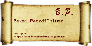 Beksi Petróniusz névjegykártya
